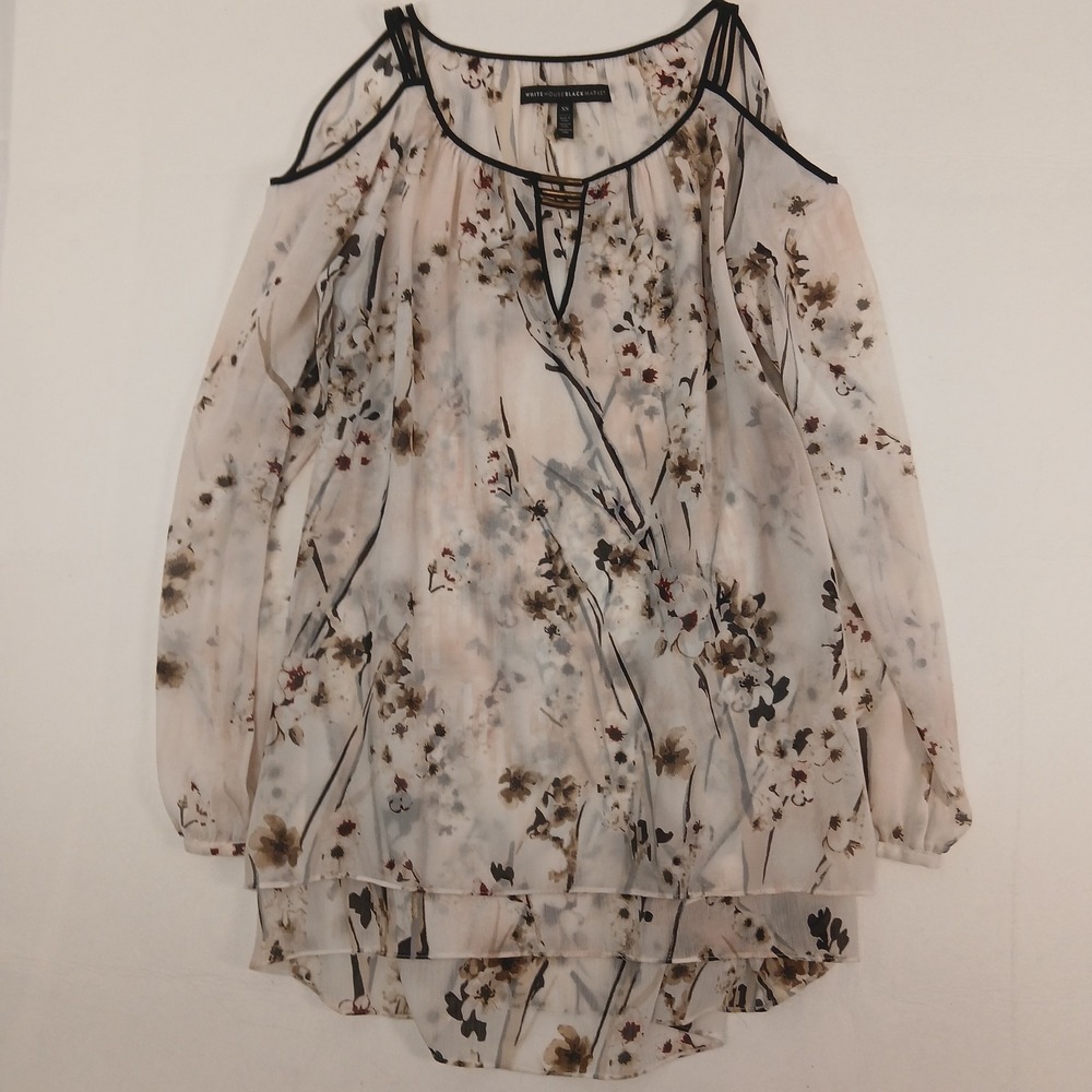 WHBM Blouse Womens XS Floral Sheer Cottagecore Whimsi Fairy Relax Date Night